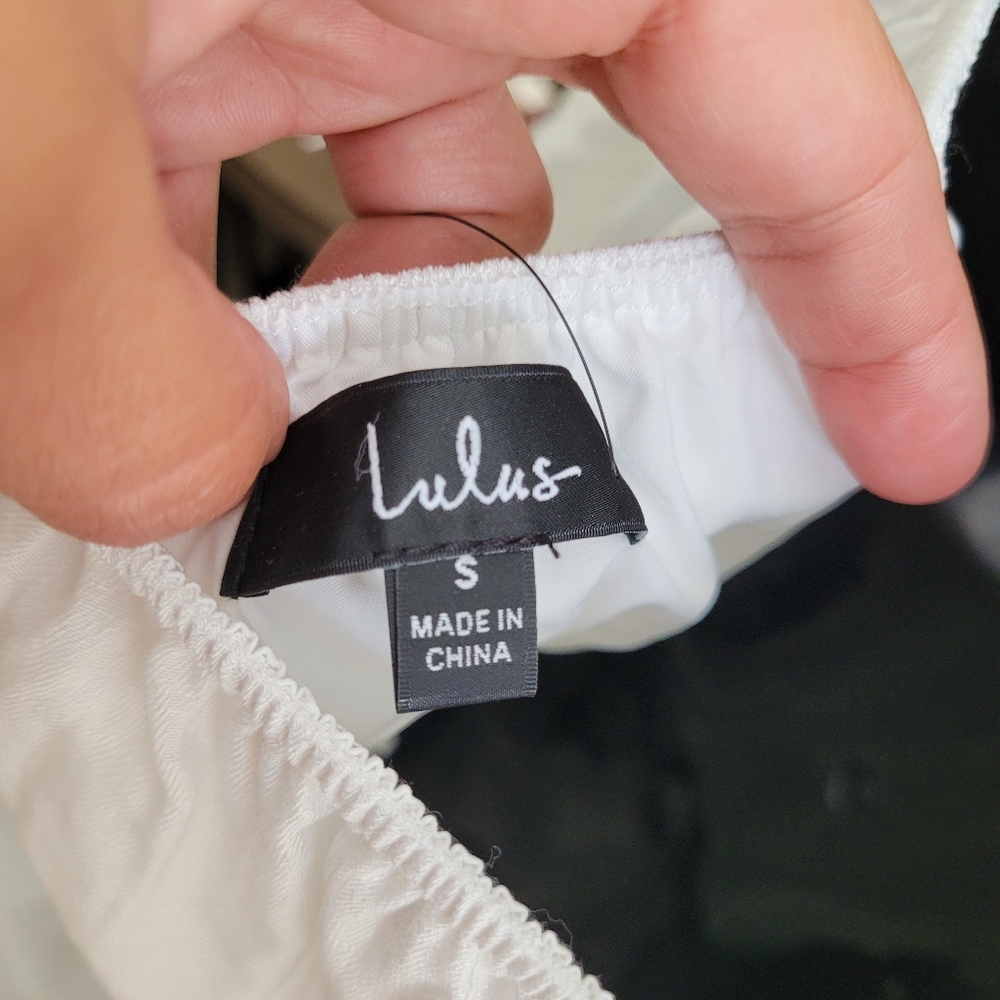 LULUS size S Elegant White Dress with Floral Sleeves. New with tag. - Picture 9 of 14